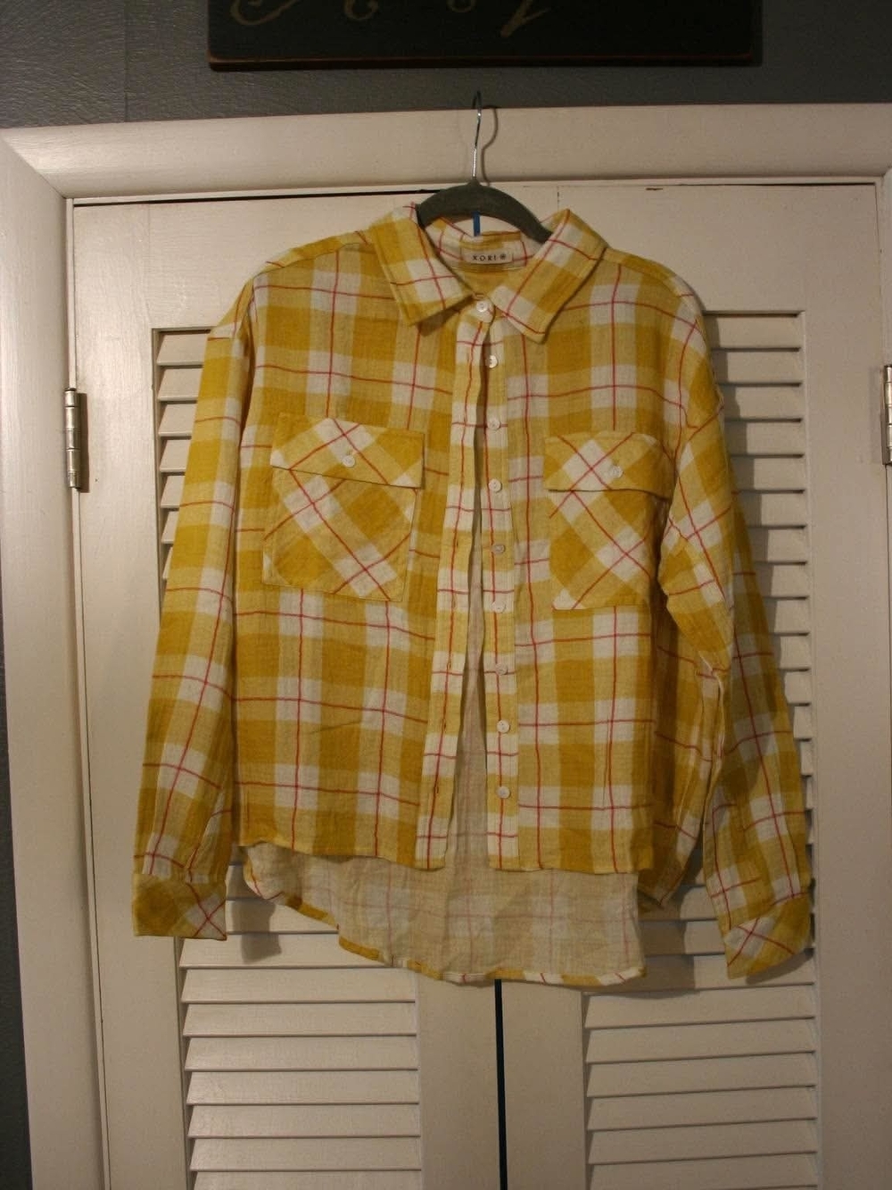 Kori Yellow Plaid Button-Front Women's Shirt
